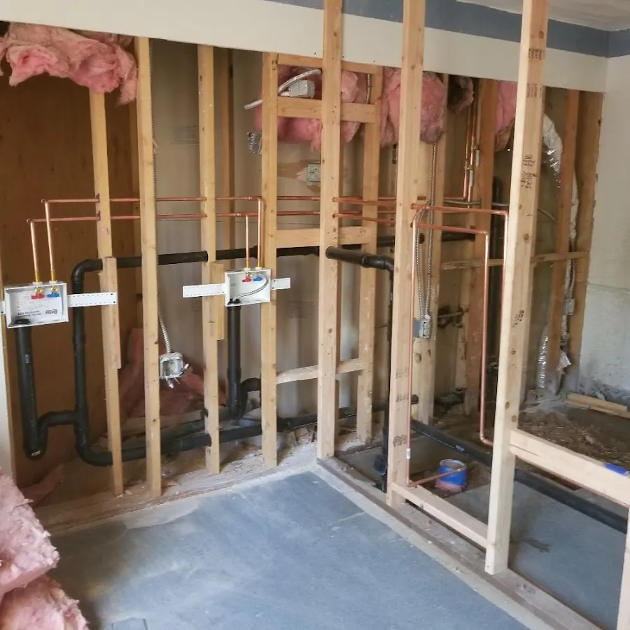 Copper pipe rough-in and plumbing installation in Middlebury